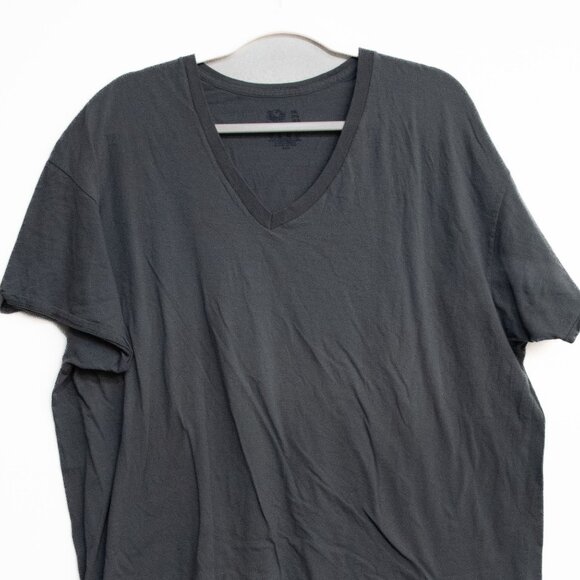 Mens V-Neck T-Shirt 2XL Gray Short Sleeve 100% Cotton Casual Top - Picture 4 of 8